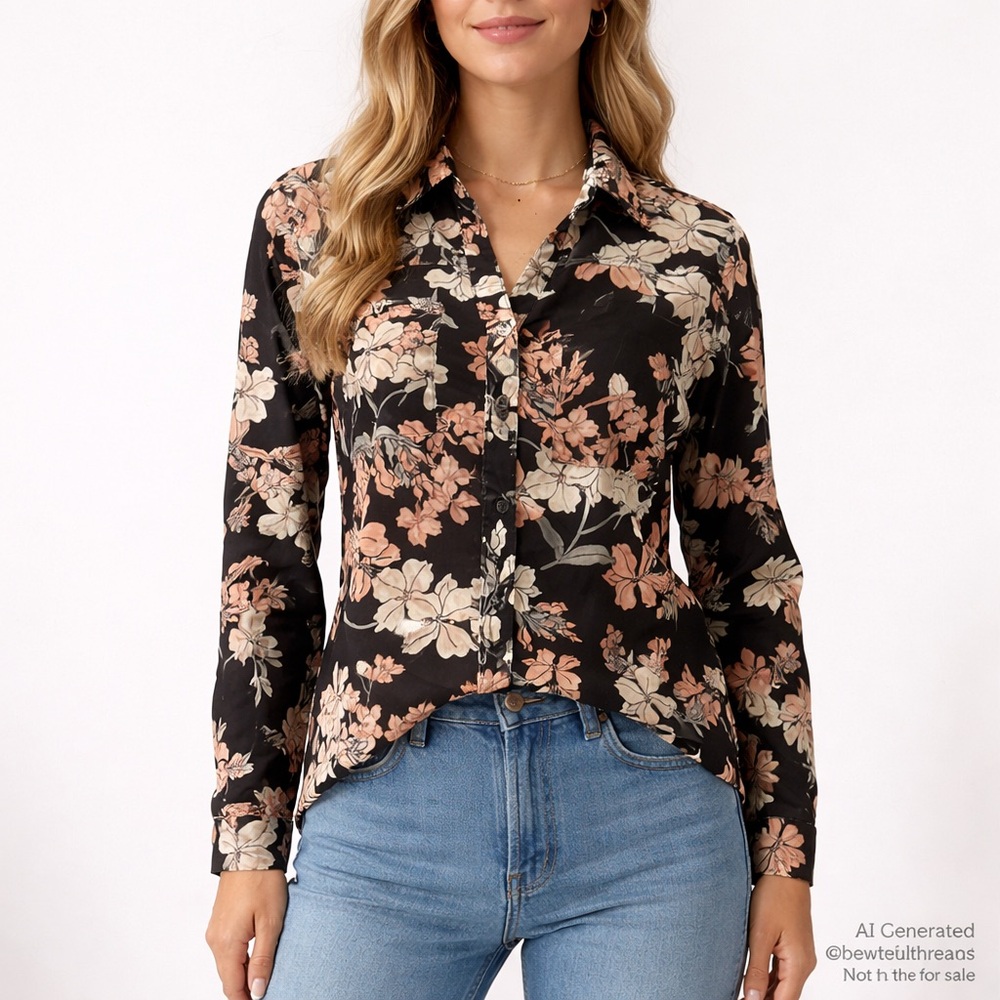 Paper Moon S Black Floral Blouse Cottagecore Romantic Chic